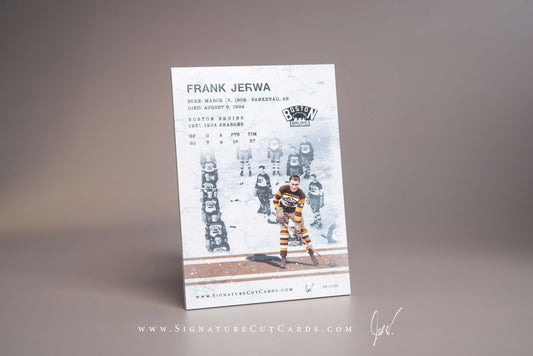 Frank Jerwa Boston Bruins Signature Cut Card Back