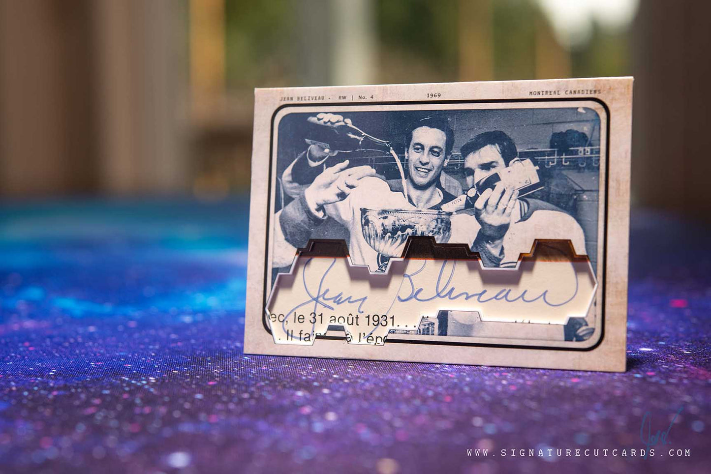 Jean Beliveau Montreal Canadiens AP Wirephoto Signature Cut Card