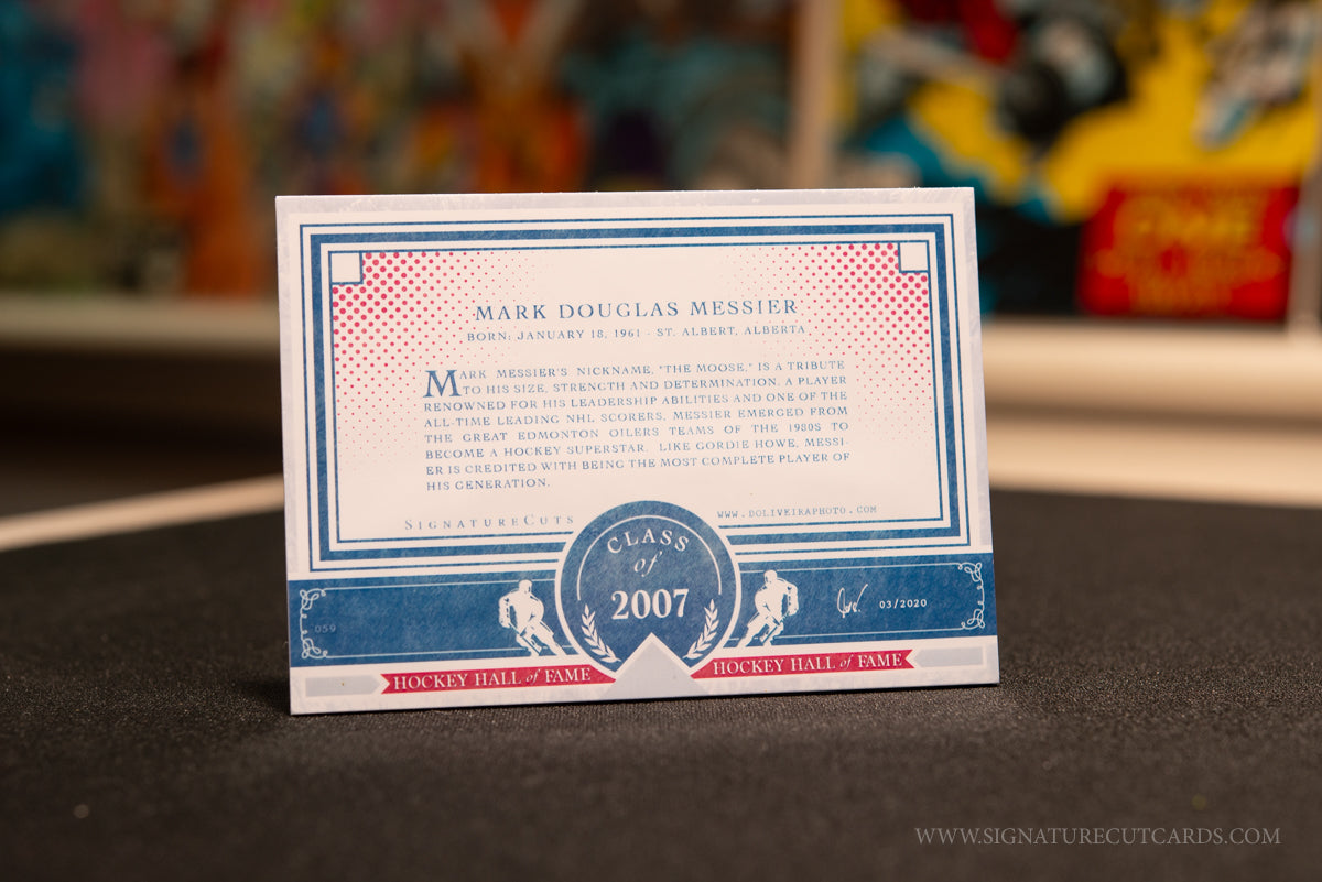 Mark Messier Edmonton Oilers Signature Cut Card Back