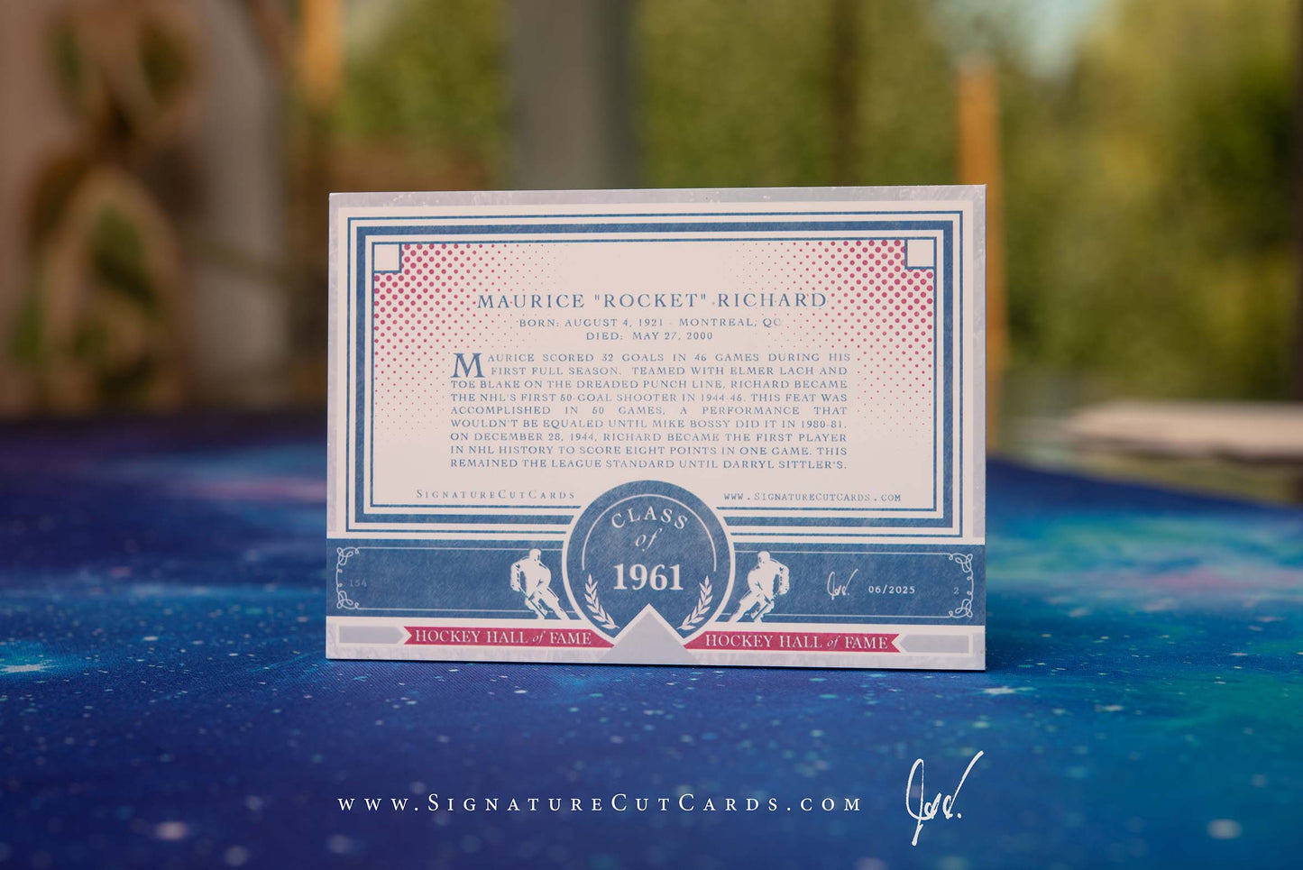 Maurice Richard Montreal Canadiens HHOF Class of Signature Cut Card