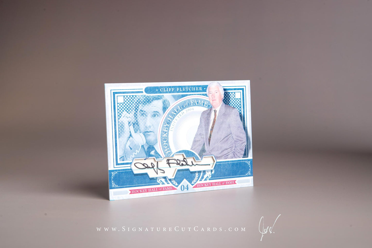 Cliff Fletcher Calgary Flames Signature Cut Card Autograph