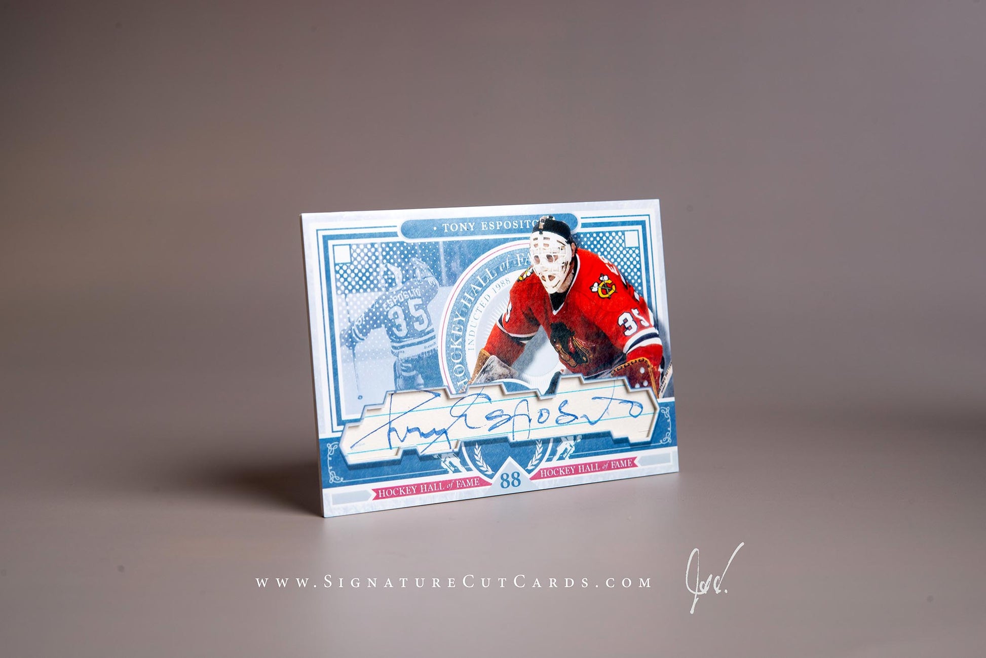 Tony Esposito Chicago Blackhawks Signature Cut Card Autograph