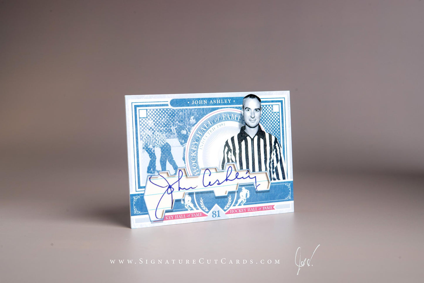 John Ashley National Hockey League Signature Cut Card Autograph