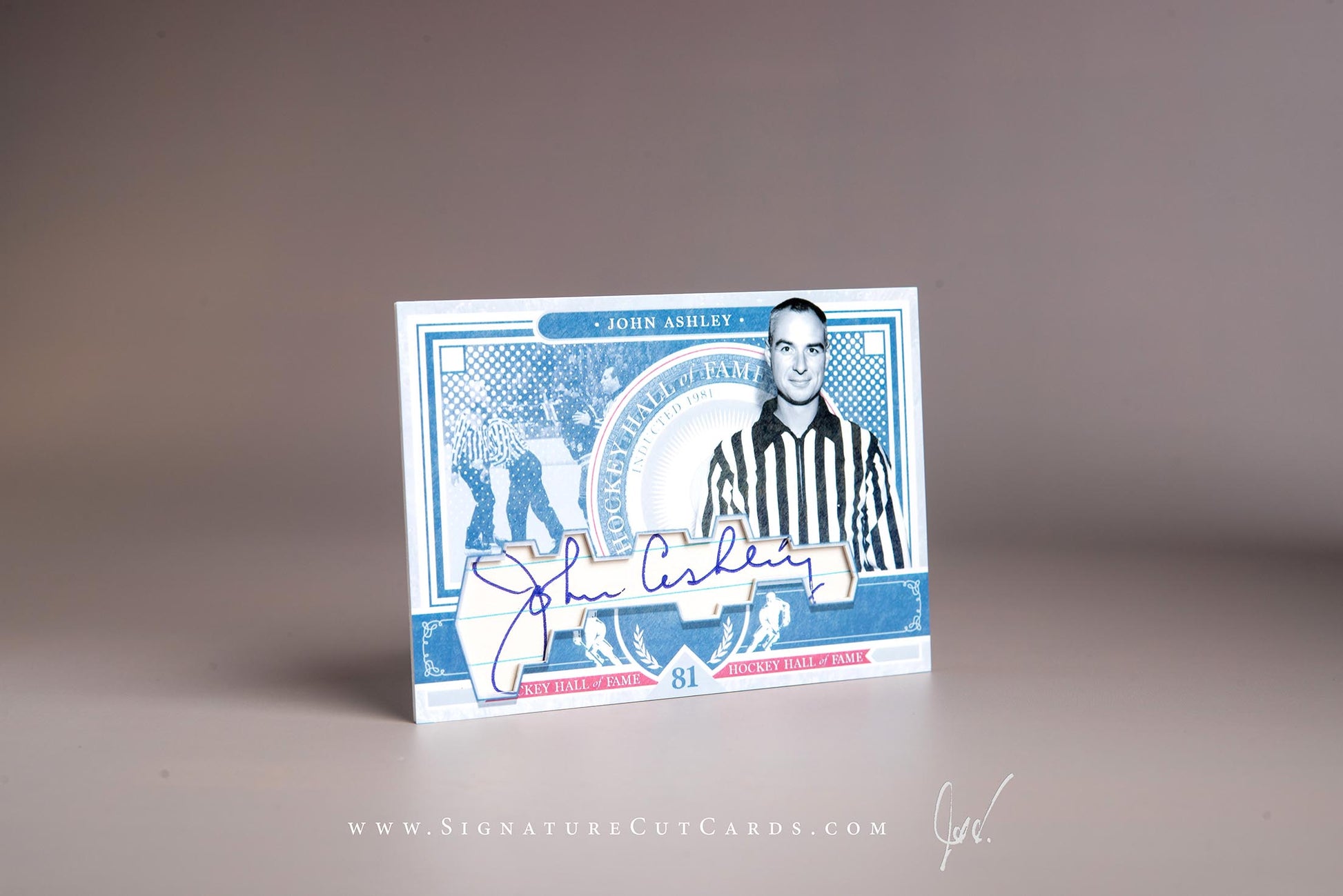 John Ashley National Hockey League Signature Cut Card Autograph