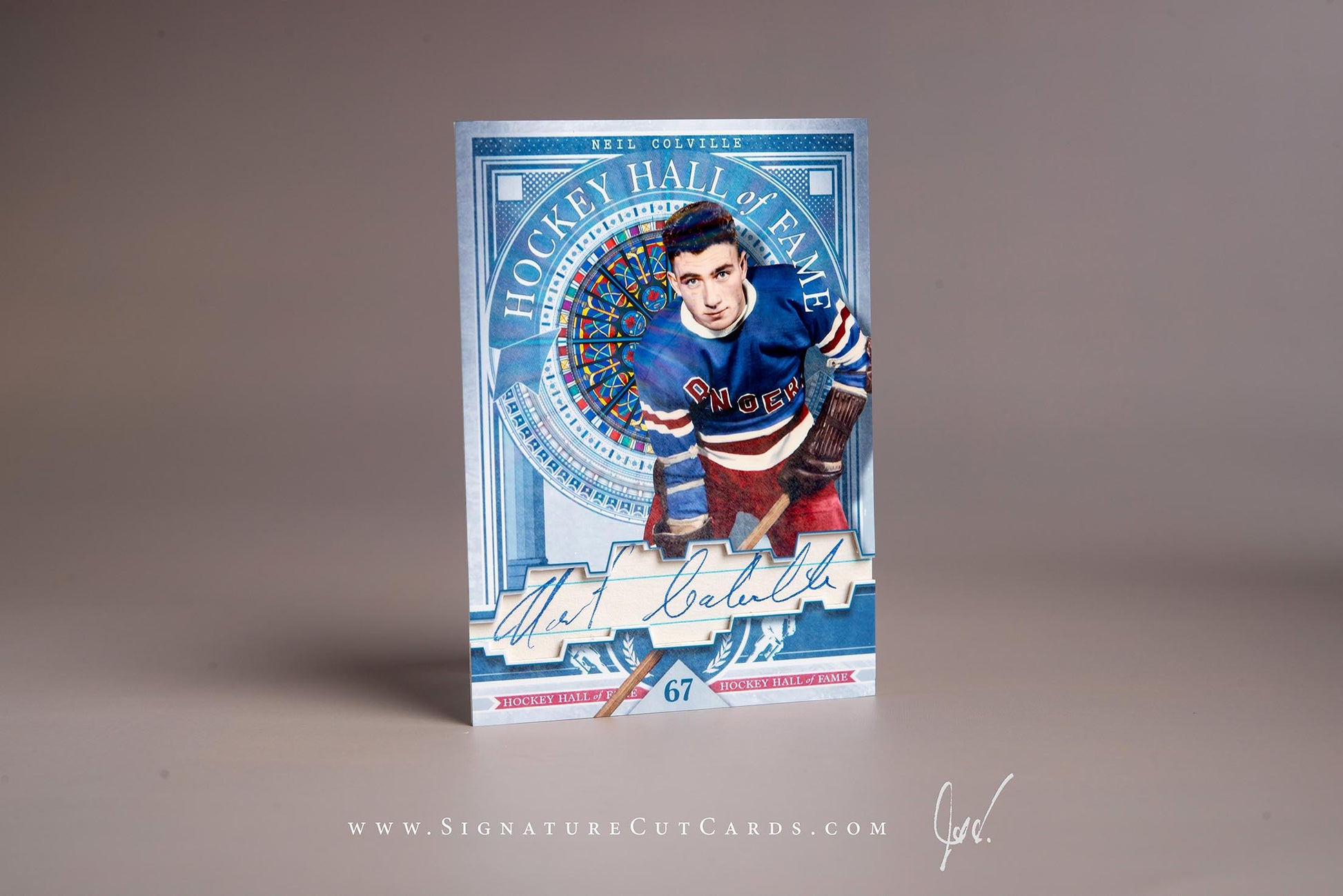 Neil Colville New York Rangers Signature Cut Card Autograph