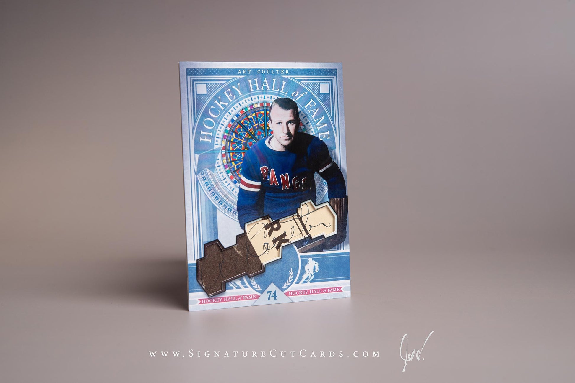 Art Coulter New York Rangers Signature Cut Card Autograph