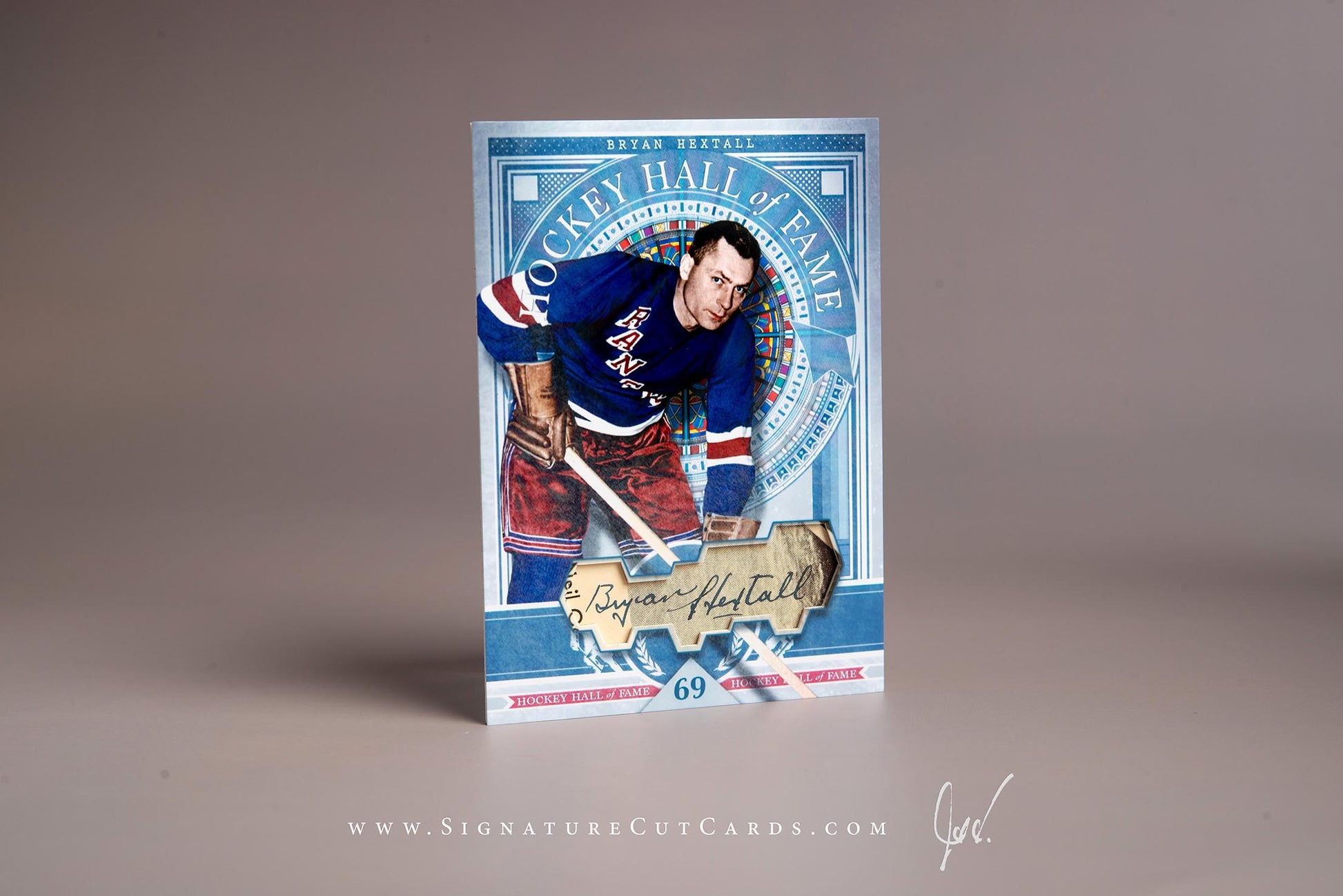 Bryan Hextall New York Rangers Signature Cut Card Autograph