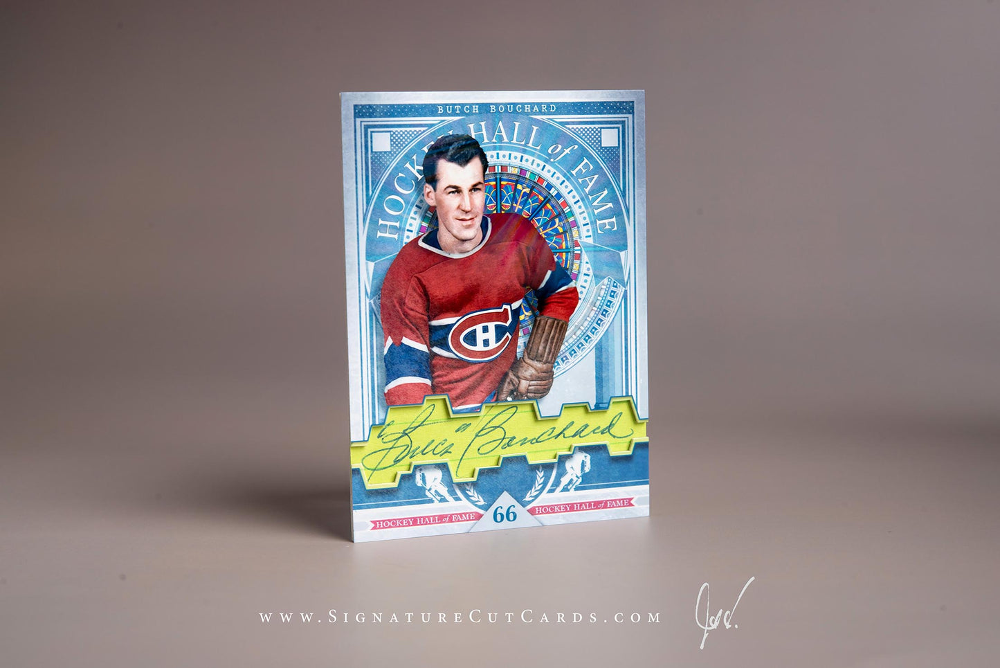 Butch Bouchard Montreal Canadiens Signature Cut Card Autograph