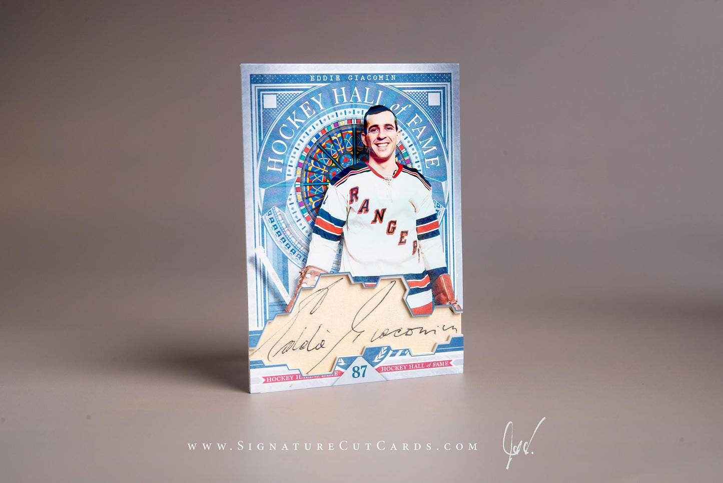 Eddie Giacomin New York Rangers Signature Cut Card Autograph