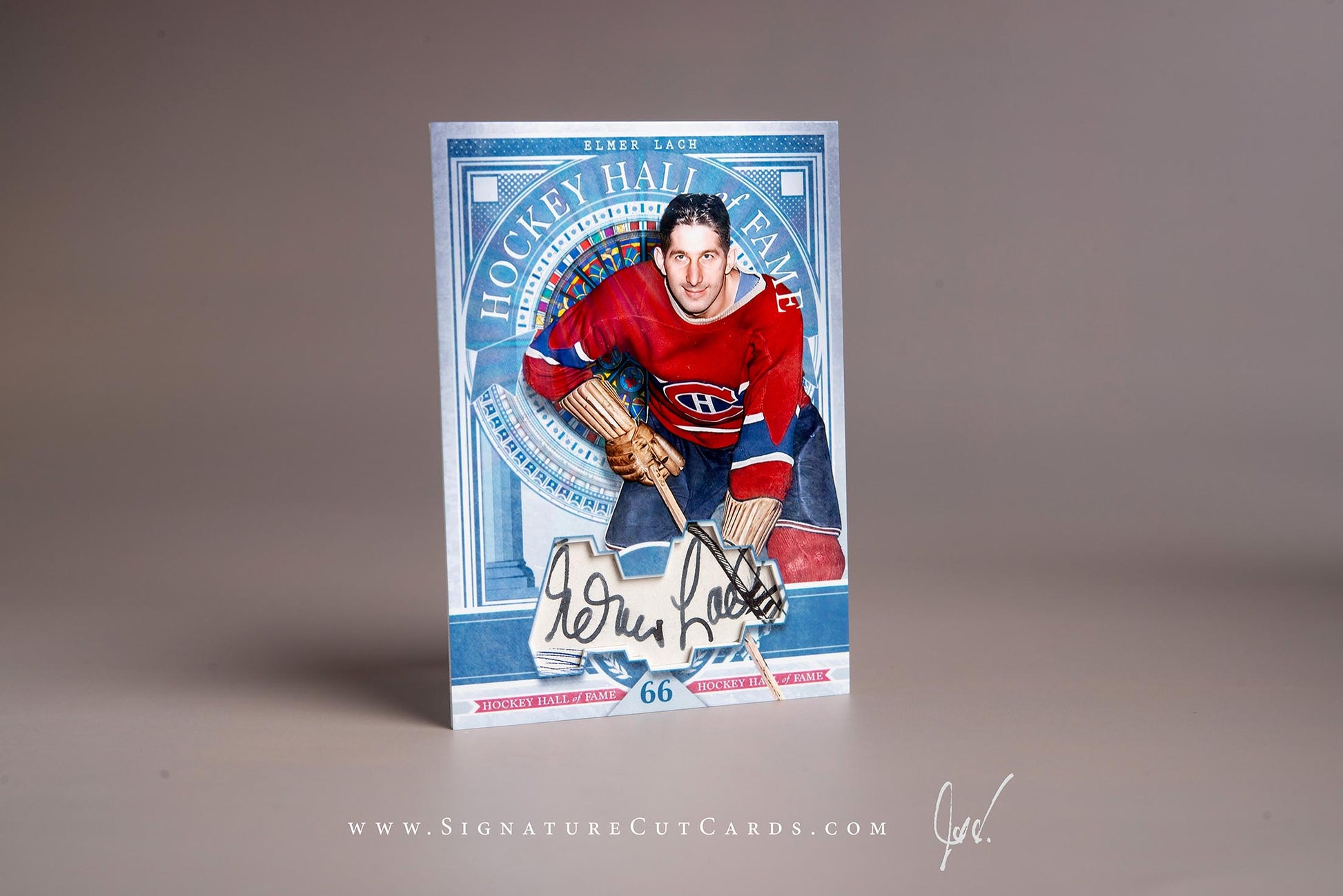 Elmer Lach Montreal Canadiens Signature Cut Card Autograph