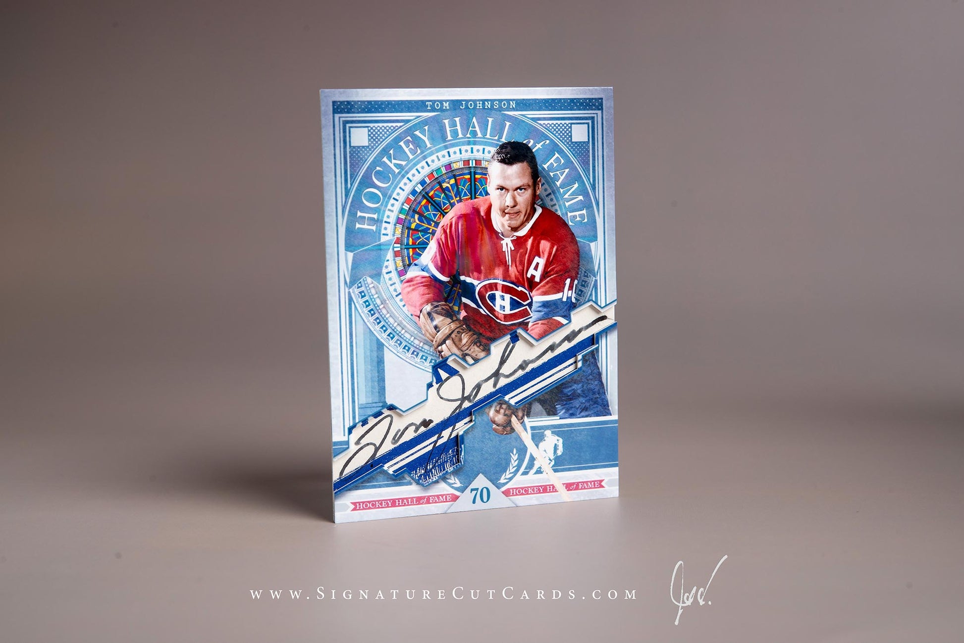 Tom Johnson Montreal Canadiens Signature Cut Card Autograph
