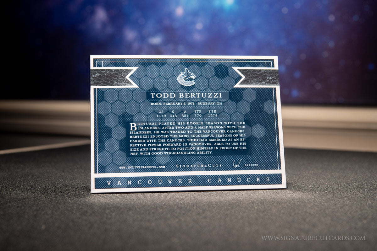 Todd Bertuzzi Vancouver Canucks Signature Cut Card Back