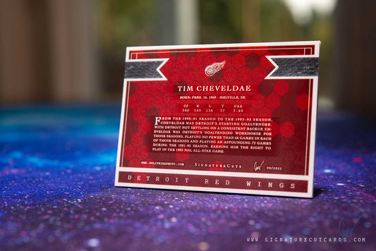 Tim Cheveldae Detroit Red Wings Signature Cut Card Back