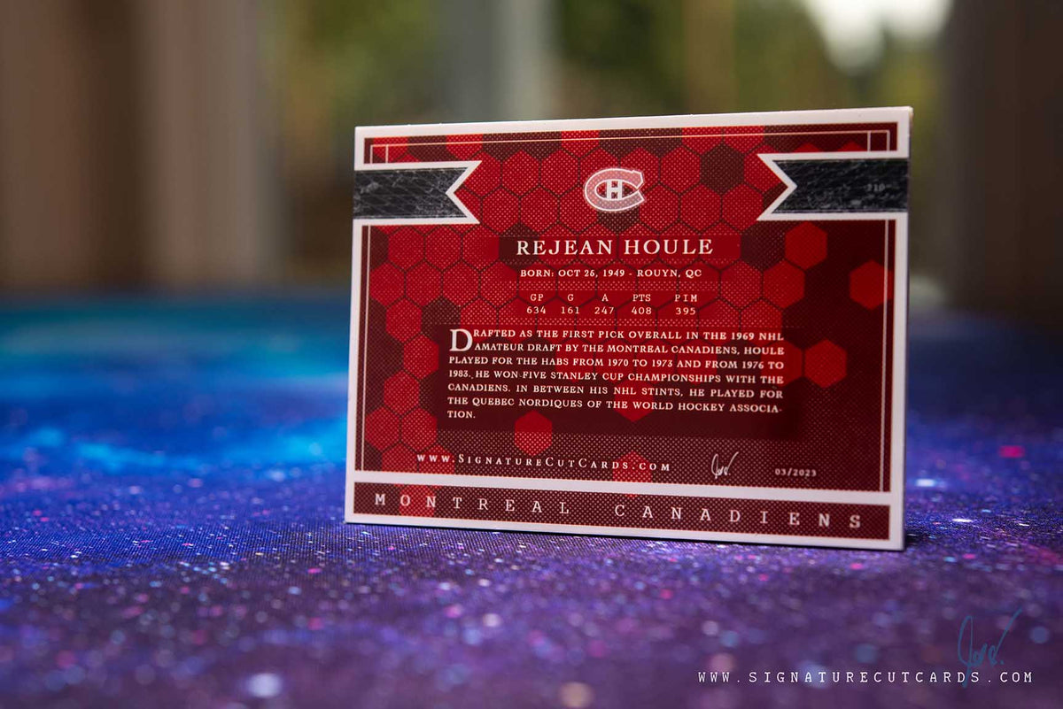 Rejean Houle Montreal Canadiens Signature Cut Card Back