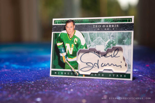Ted Harris Minnesota North Stars Expansion Era Signature Cut Card