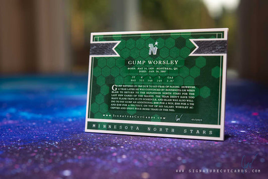 Gump Worsley Minnesota North Stars Signature Cut Card Back