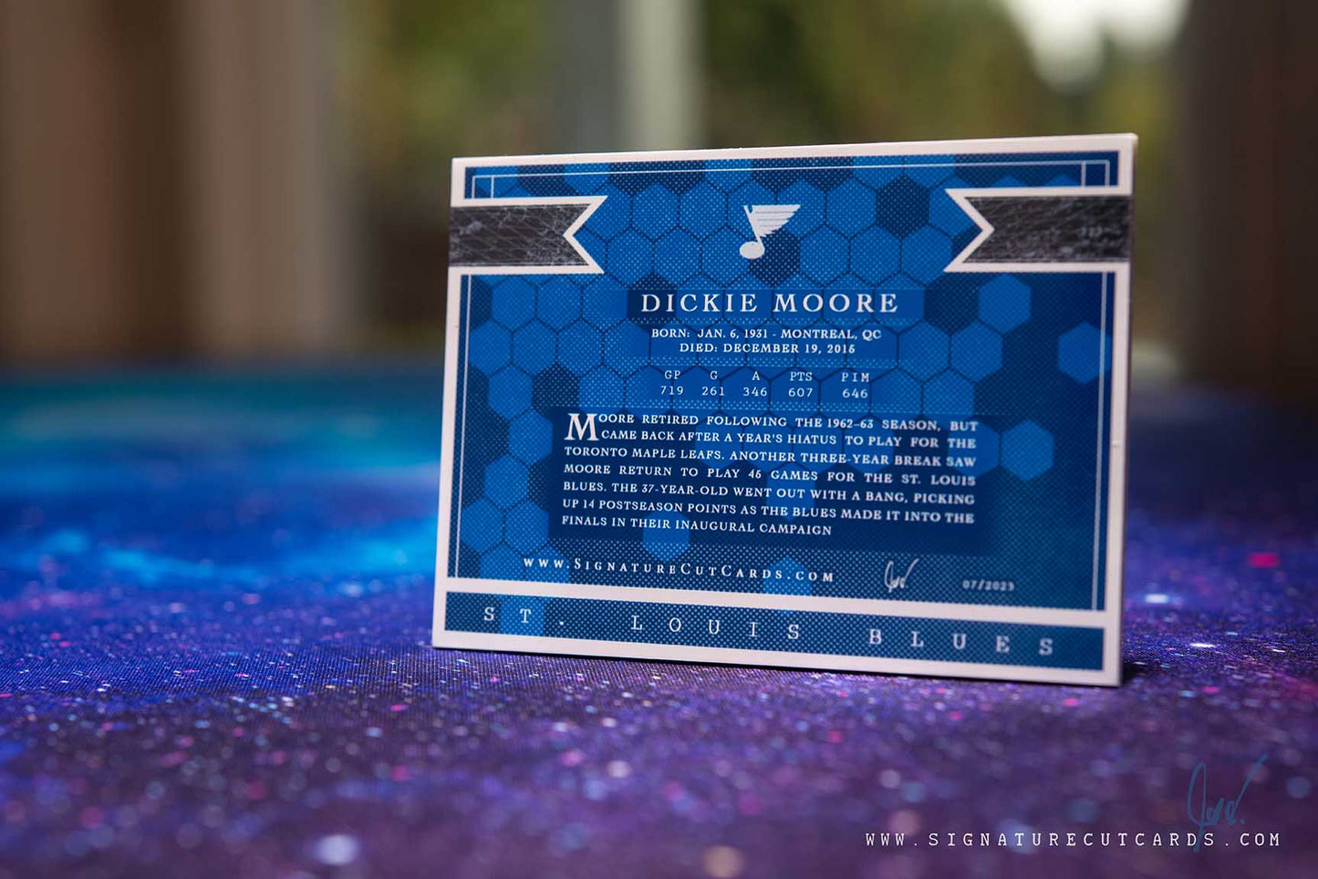 Dickie Moore St. Louis Blues Expansion Era Signature Cut Card