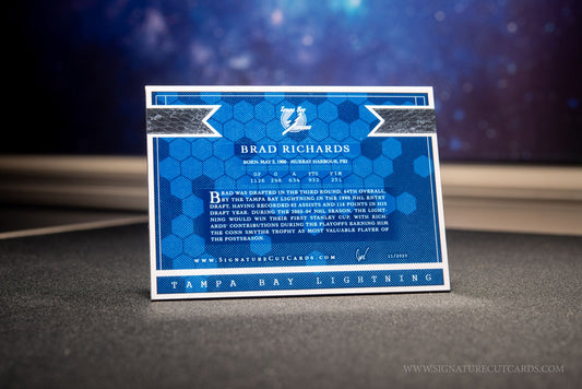 Brad Richards Tampa Bay Lightning Signature Cut Card Back