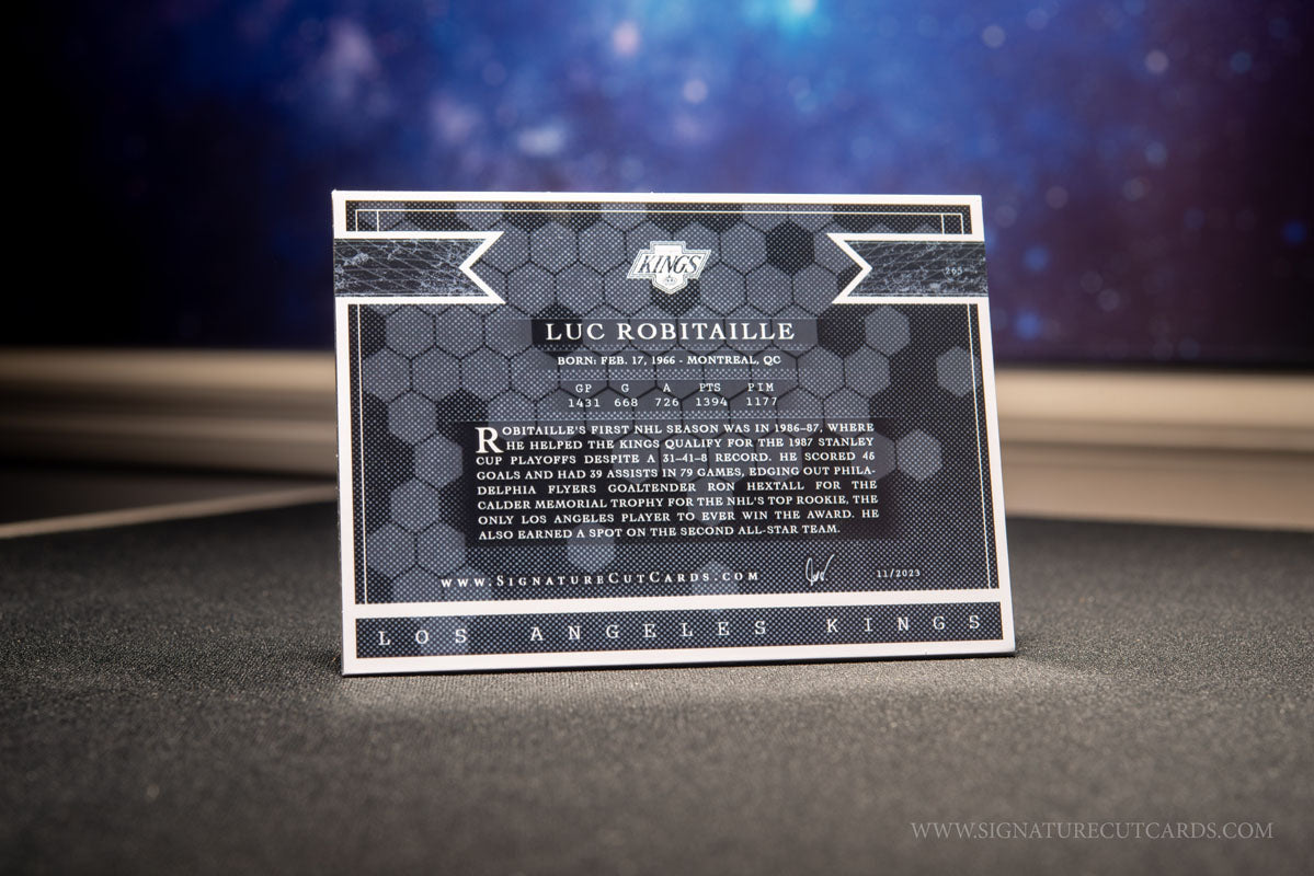 Luc Robitaille Los Angeles Kings Signature Cut Card Back