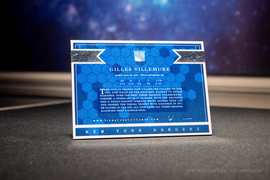 Gilles Villemure New York Rangers Signature Cut Card Back