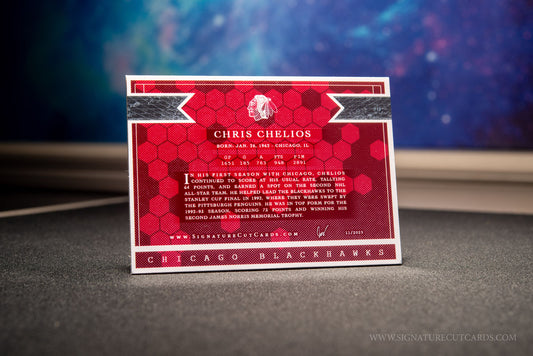 Chris Chelios Chicago Blackhawks Signature Cut Card Back