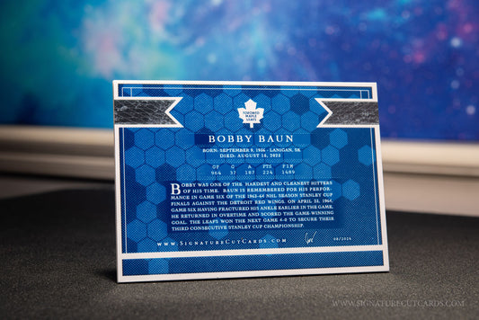 Bobby Baun Toronto Maple Leafs Signature Cut Card Back