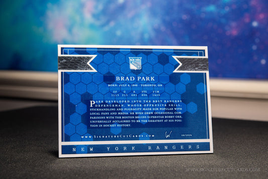 Brad Park New York Rangers Signature Cut Card Back