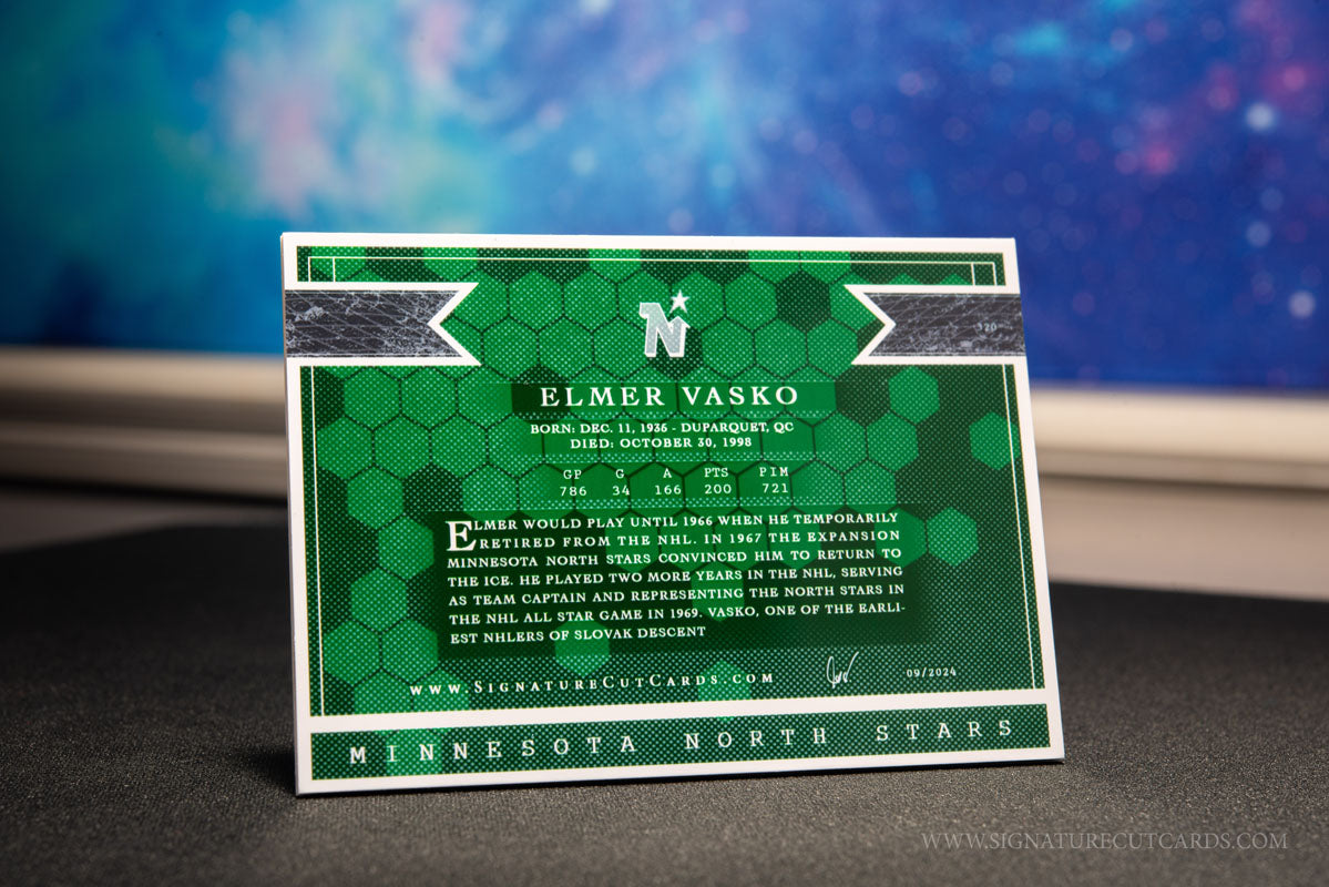 Elmer Vasko Minnesota North Stars Signature Cut Card Back