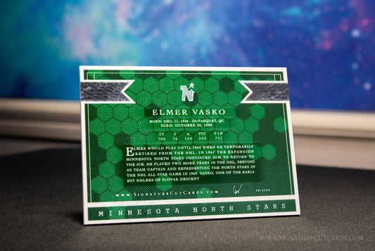 Elmer Vasko Minnesota North Stars Signature Cut Card Back