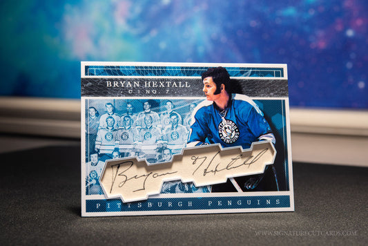 Bryan Hextall Jr. Pittsburgh Penguins Expansion Era Signature Cut Card