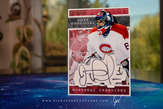 Jose Theodore Montreal Canadiens Expansion Era Signature Cut Card *Large