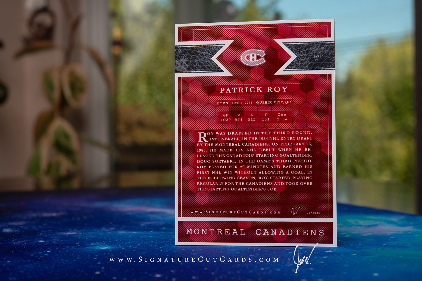 Patrick Roy Montreal Canadiens Expansion Era Signature Cut Card *Large