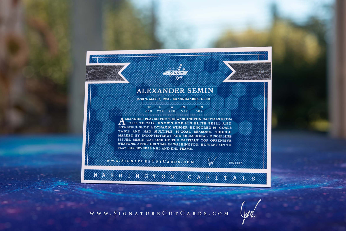 Alexander Semin Washington Capitals Signature Cut Card Back