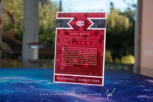 Saku Koivu Montreal Canadiens Signature Cut Card Back