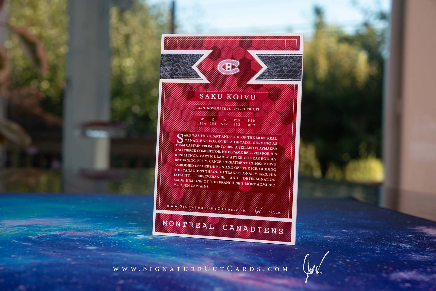 Saku Koivu Montreal Canadiens Expansion Era Signature Cut Card *Large
