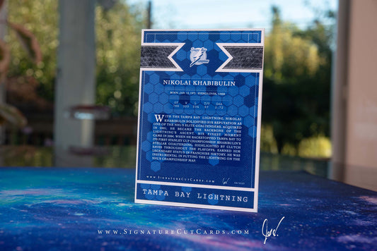 Nikolai Khabibulin Tampa Bay Lightning Signature Cut Card Back