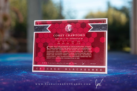 Corey Crawford Chicago Blackhawks Signature Cut Card Back