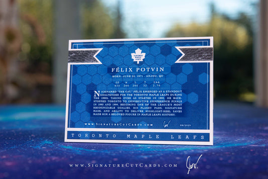 Felix Potvin Toronto Maple Leafs Signature Cut Card Back