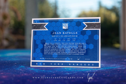 Jean Ratelle New York Rangers Signature Cut Card Back