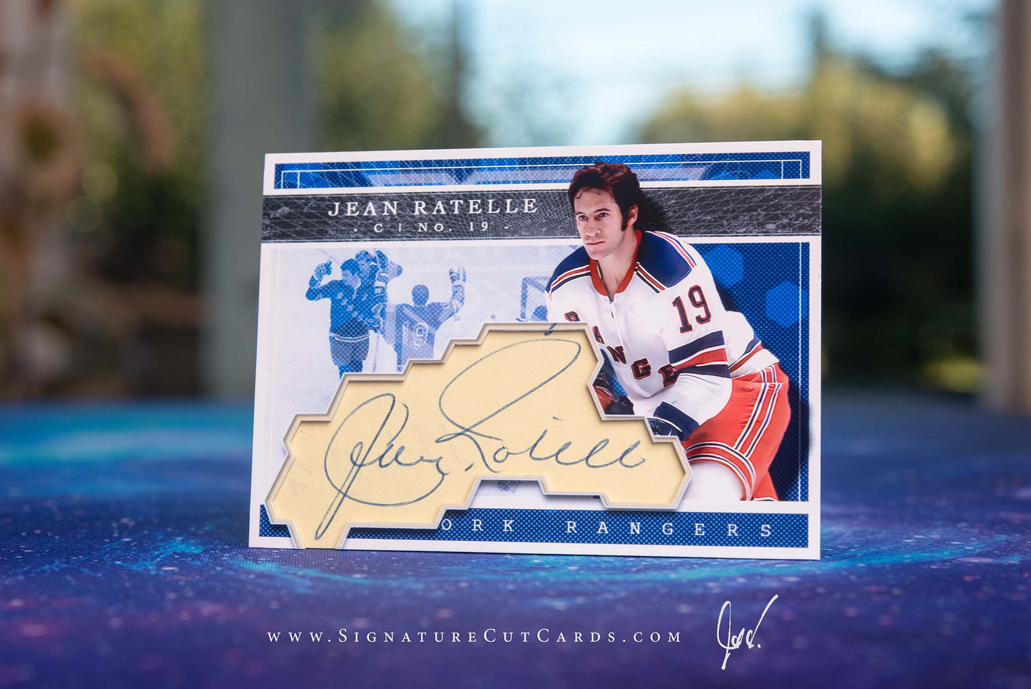 Jean Ratelle New York Rangers Expansion Era Signature Cut Card