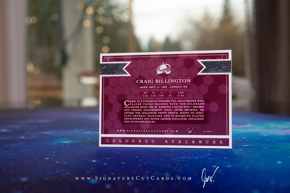 Craig Billington Colorado Avalanche Signature Cut Card Back