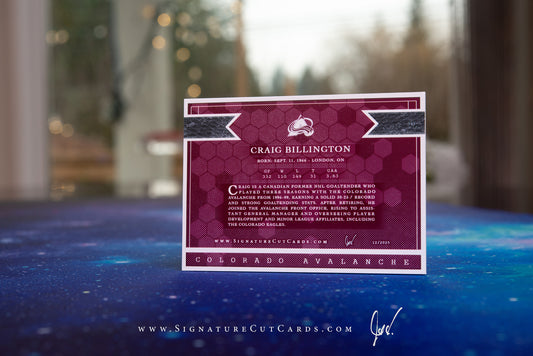 Craig Billington Colorado Avalanche Signature Cut Card Back