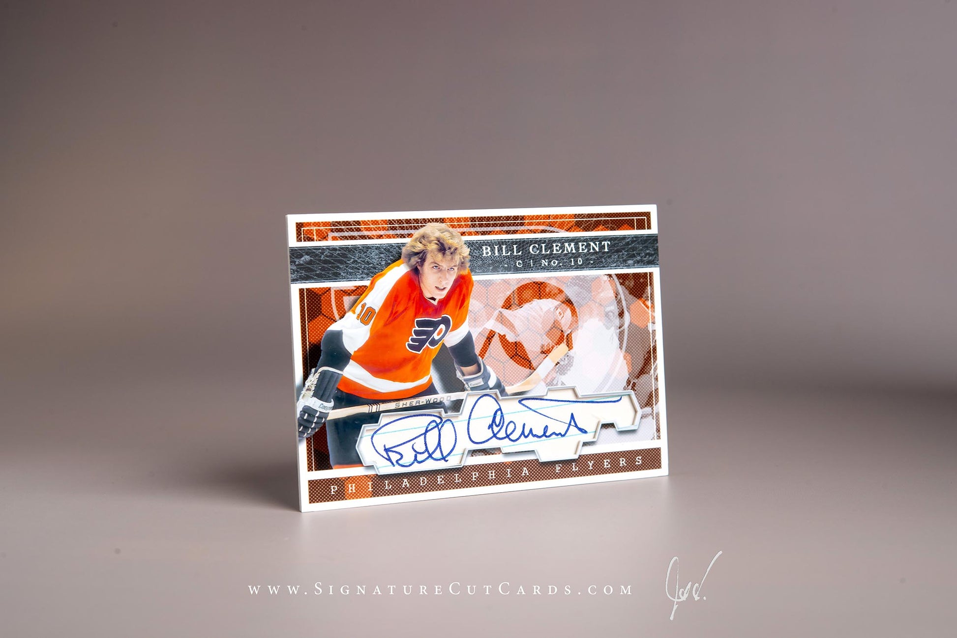 Bill Clement Philadelphia Flyers Signature Cut Card Autograph
