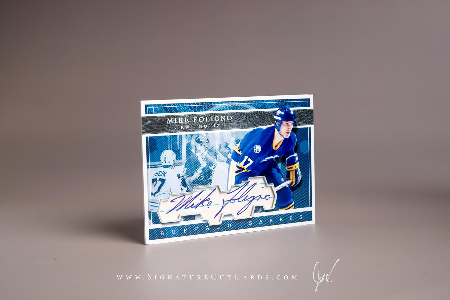 Mike Foligno Buffalo Sabres Signature Cut Card Autograph