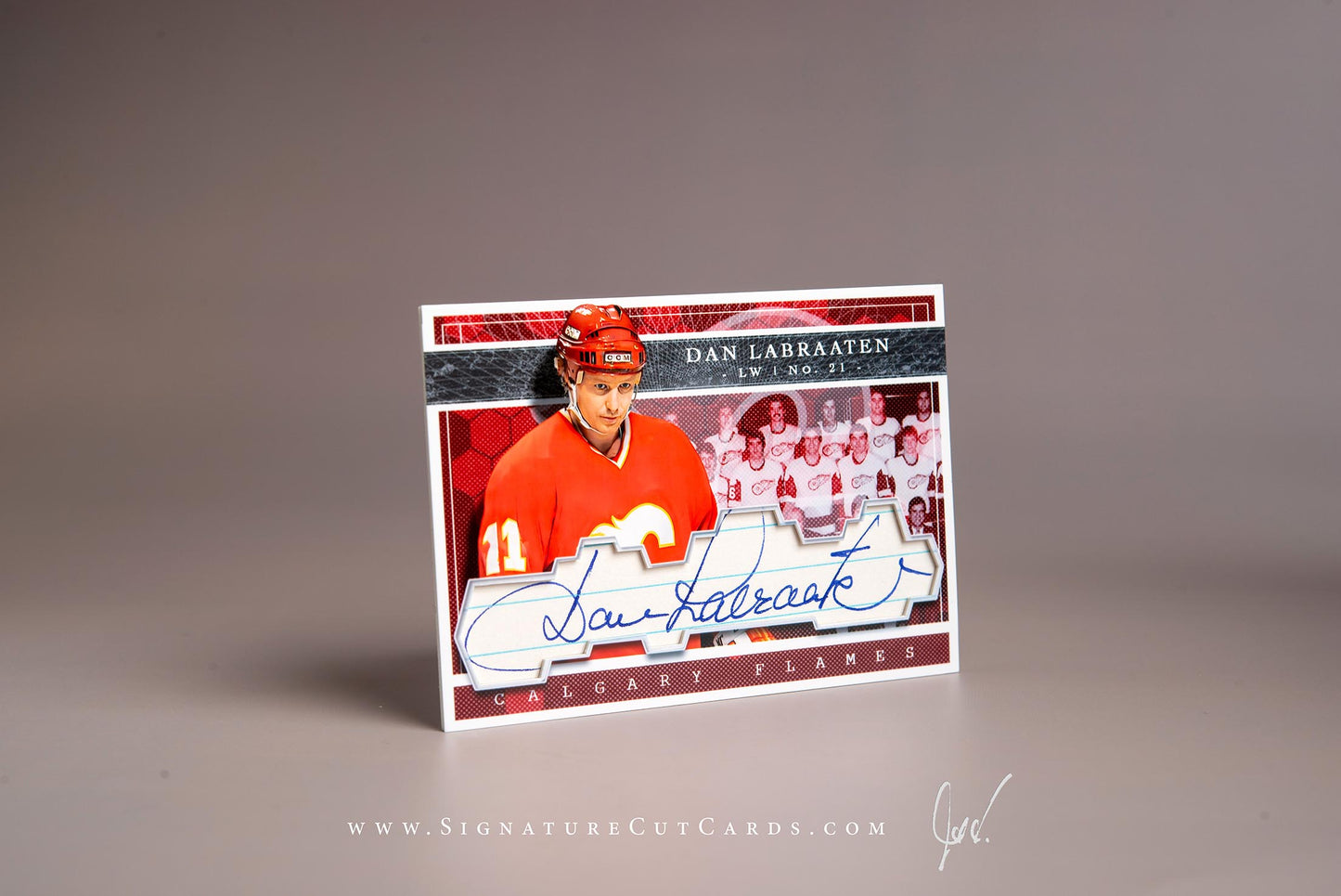 Dan Labraaten Calgary Flames Signature Cut Card Autograph