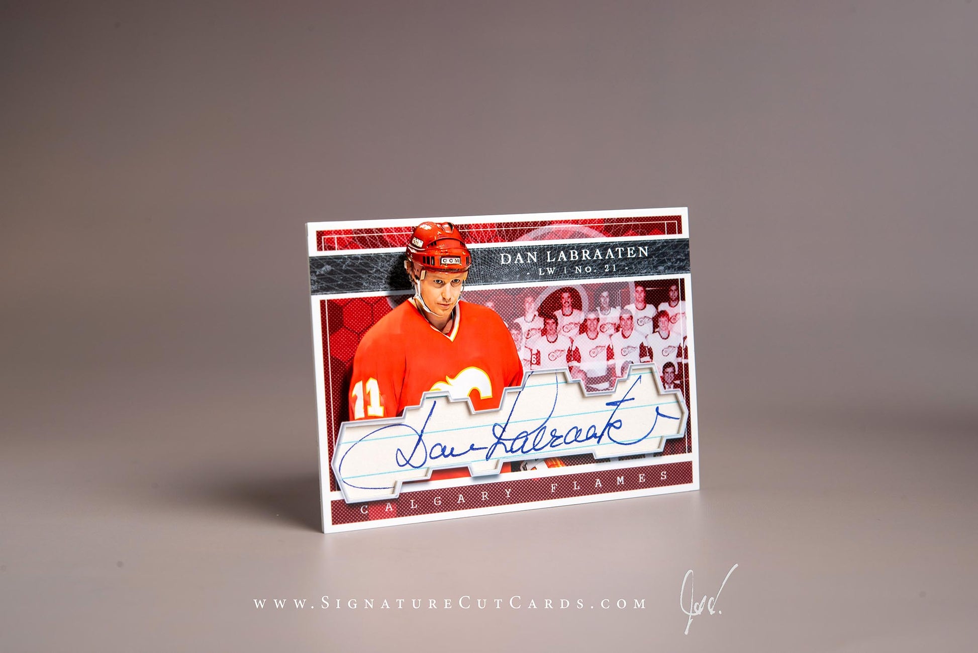 Dan Labraaten Calgary Flames Signature Cut Card Autograph