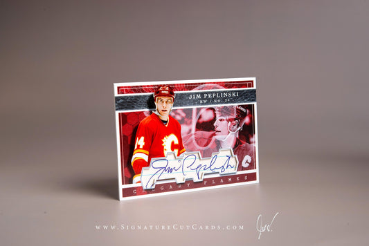 Jim Peplinski Calgary Flames Signature Cut Card Autograph