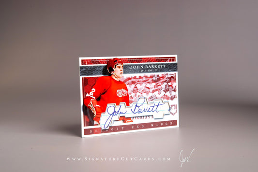 John Barrett Detroit Red Wings Signature Cut Card Autograph