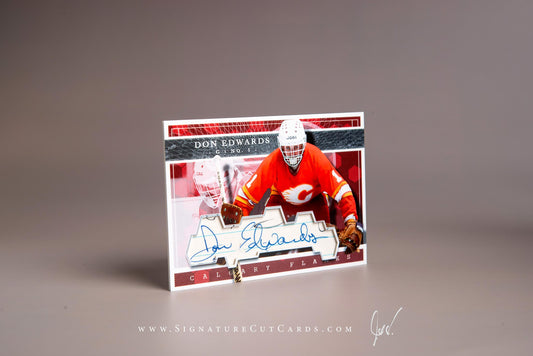 Don Edwards Calgary Flames Signature Cut Card Autograph