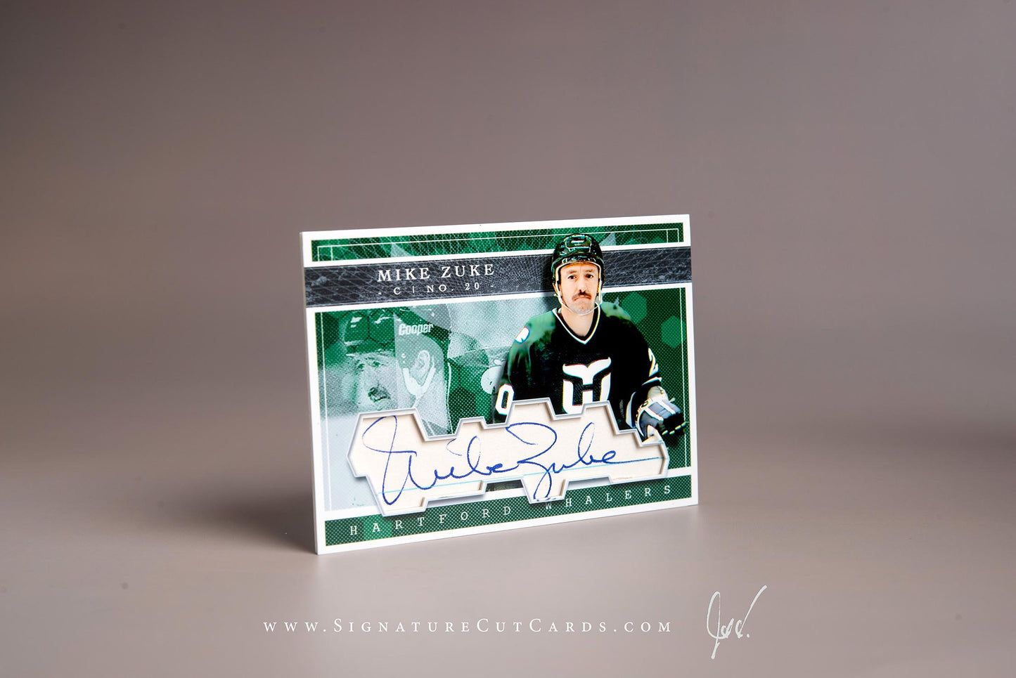 Mike Zuke Hartford Whalers Signature Cut Card Autograph